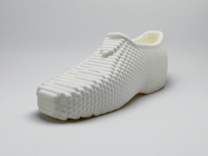 A shoe model 3D printed with Filaflex Foamy in natural